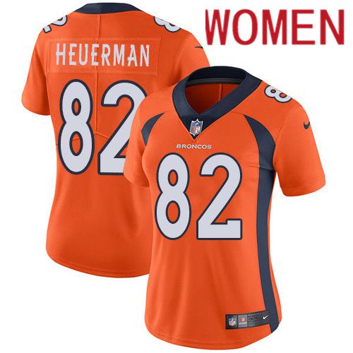 Women Denver Broncos #82 Jeff Heuerman Orange Nike Vapor Limited NFL Jersey